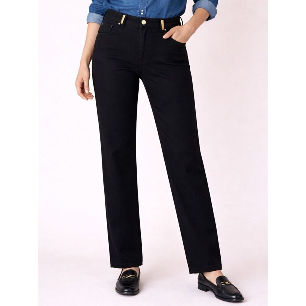 Vintage St. John Sport Pants Black Straight Leg Stretch Trouser Women’s Size 8